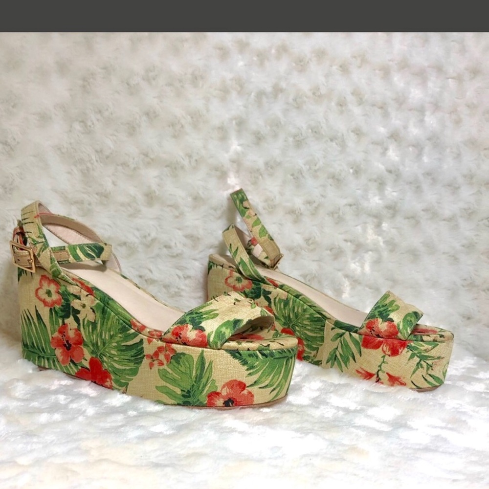 RAYE Revolve palm floral platform wedges - Picture 1 of 8